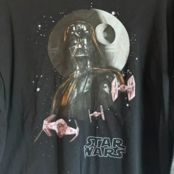 Star Wars Darth Vader Graphic Layered Long Sleeve T-Shirt – Black & Gray - Picture 2 of 6